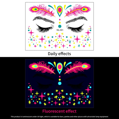 3D Face Eyes Party Makeup Tattoo Sticker Acrylic Diamond Rhinestones Sticker Self-adhesive Mixed Crystal Face Decoration Sticker