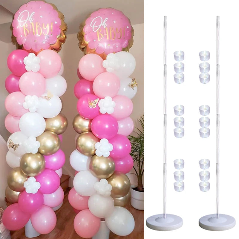1/2set Adjustable Balloon Column Stand Metal Balloon Stand Holder with Plastic Base for Wedding Decor Birthday Baby Shower Party