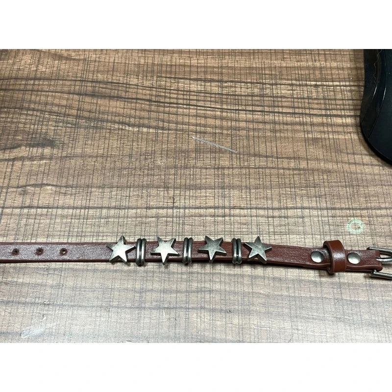 E0BF Goth Vintage Star Leather Alloy Bracelets For Women Men Gothic Retro Couple Bracelet Rock Party Jewelry Accessory-Decor