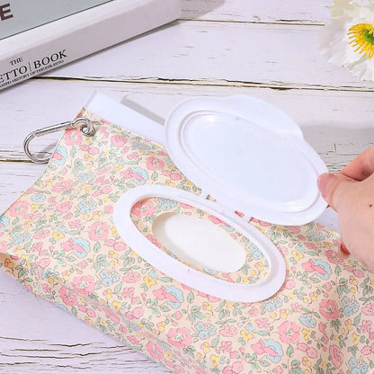 EVA Baby Wet Wipe Pouch Portable Buckle Wipes Holder Case Flip Cover Snap-Strap Reusable Refillable Wet Wipe Bag Outdoor