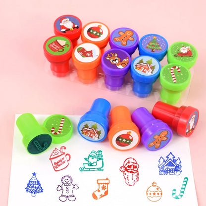 10pcs Cartoon Animal Unicorn Self-ink Stamps Toy Kids Birthday Party Favors Goodie Bag Pinata Fillers Boy Girl Christmas Gift