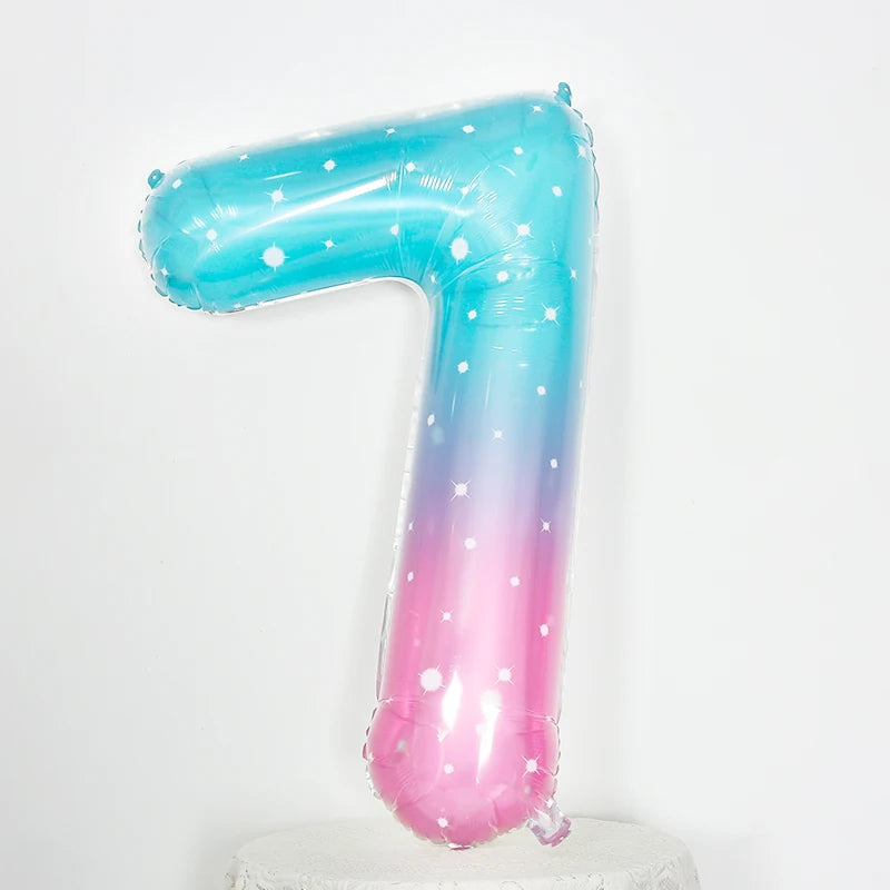 Digital Number Balloon, Aluminum Foil, Gradient Rainbow, Birthday Party, Wedding, Christmas Decoration, 40"