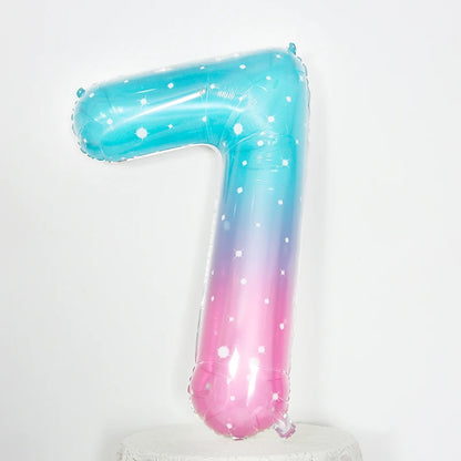 Digital Number Balloon, Aluminum Foil, Gradient Rainbow, Birthday Party, Wedding, Christmas Decoration, 40"