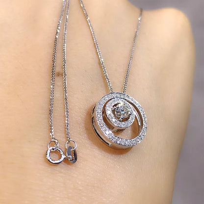 Dazzling Circle Pendant Necklace Women Fashion Luxury Bridal Wedding Necklace Versatile Girls Neck Accessories Jewelry