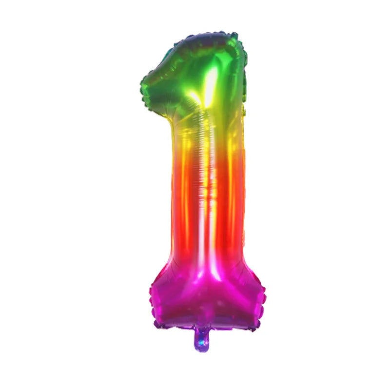 Digital Number Balloon, Aluminum Foil, Gradient Rainbow, Birthday Party, Wedding, Christmas Decoration, 40"