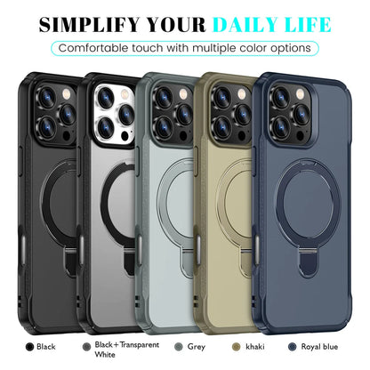 For Magsafe Wireless Charge Fold Magnetic Stand Phone Case For iPhone 15 16 17 Pro Max 16E 14 13 12 11 Anti-slip Bumper Cover
