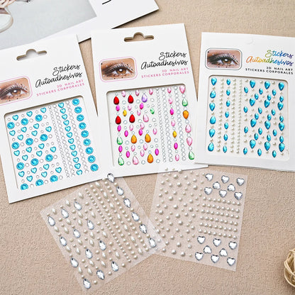 1Pcs Face Diamond Gem Sticker 5D Colorful Rhinestone Tattoo Eyeshadow Stickers fo Festival Nail Body Makeup Bling Jewel DIY Deco