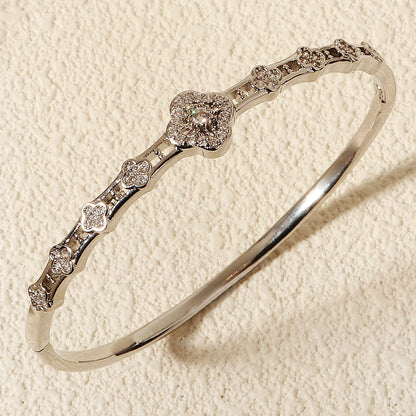 Copper With Zirconium Opening Female Simple Trendy Bracelet Women's Stainless Steel Jewelry Luxury Gifts for Girlfriends