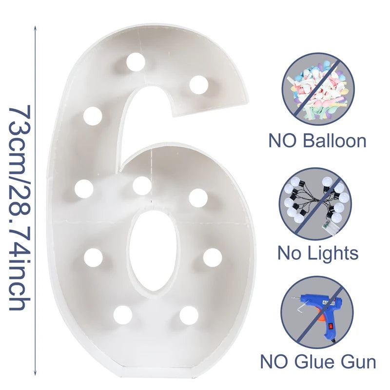 Giant Birthday Figure Led Light Balloon Filling Box 1st Birthday Balloon Number 30 40 50 Balloon Frame Wedding Decor Baby Shower