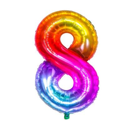 Digital Number Balloon, Aluminum Foil, Gradient Rainbow, Birthday Party, Wedding, Christmas Decoration, 40"