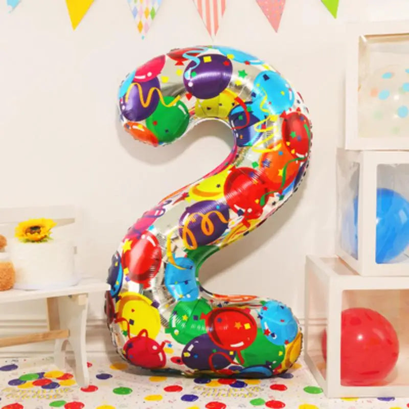 Digital Number Balloon, Aluminum Foil, Gradient Rainbow, Birthday Party, Wedding, Christmas Decoration, 40"