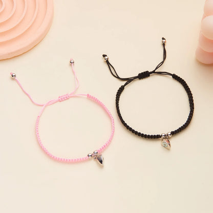 Handmade Heart Magnet Bracelet for Women Men Fashion Adjustable Braided Couple Bracelet Lovers Bestie Friendship Jewelry Sets