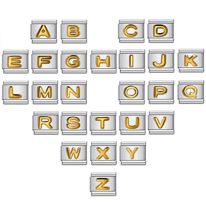 Trendy Italian Charms Bracelet 26 English A-Z Letter Name Custom Gold Color DIY Jewelry Making Gift Hand Bangle Chain Jewellry