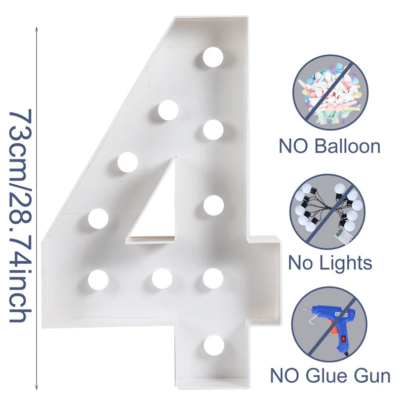 Giant Birthday Figure Led Light Balloon Filling Box 1st Birthday Balloon Number 30 40 50 Balloon Frame Wedding Decor Baby Shower