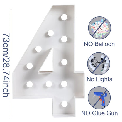 Giant Birthday Figure Led Light Balloon Filling Box 1st Birthday Balloon Number 30 40 50 Balloon Frame Wedding Decor Baby Shower