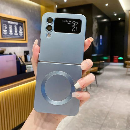 for Samsung ZFlip 4 Luxury for Magsafe Matte Case for Samsung Galaxy Z Flip 6 4 3 5 Flip4 Wireless Charger Soft Silicone Cover