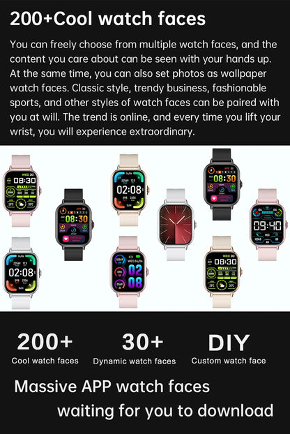 2024 2.01'' Smart Watch Bluetooth Call Play Music Smartwatch Fitness Sport Waterproof Watches for Men Women iPhone Android